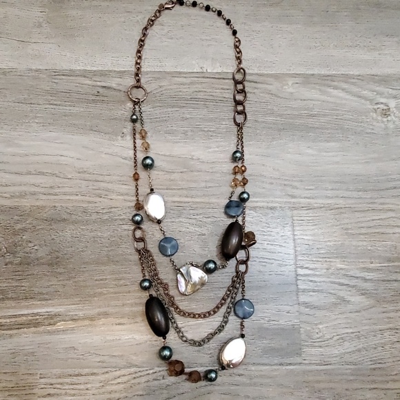 Chico's Jewelry - Bronze and blue pearl and stone necklace Chico's Jewelry - Bronze and blue pearl and stone necklace